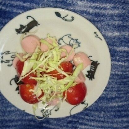 魚肉ソーセージとトマトと彩りきれいなレシピですね(o^ O^)シ彡☆食べやすくて野菜のなかでも花がありますね✨美味しかったです✨リピにポチ✨ありがとうございます